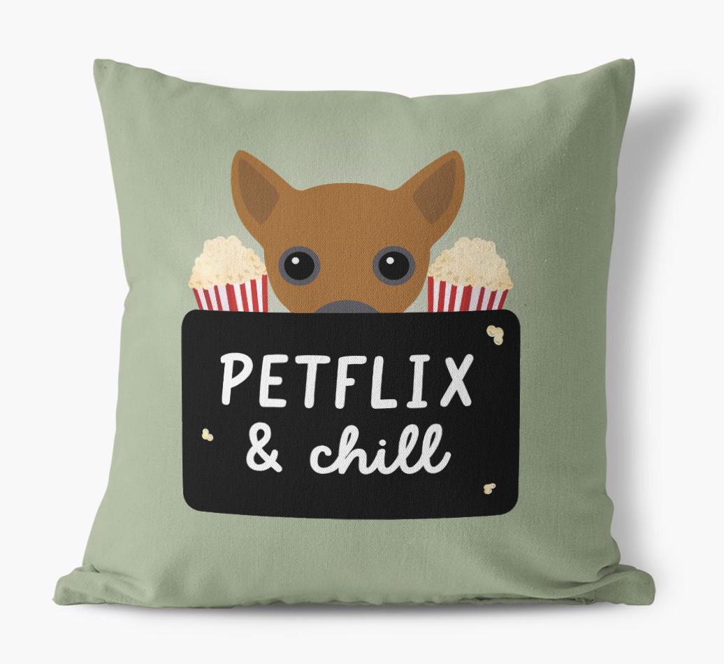 Petflix & Chill: Personalized {breedFullName} Canvas Pillow