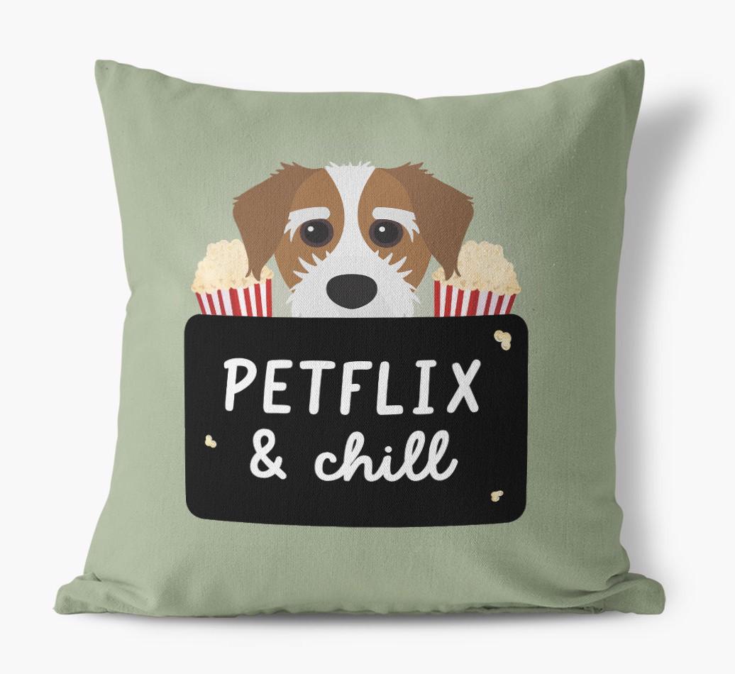 Petflix & Chill: Personalized {breedFullName} Canvas Pillow