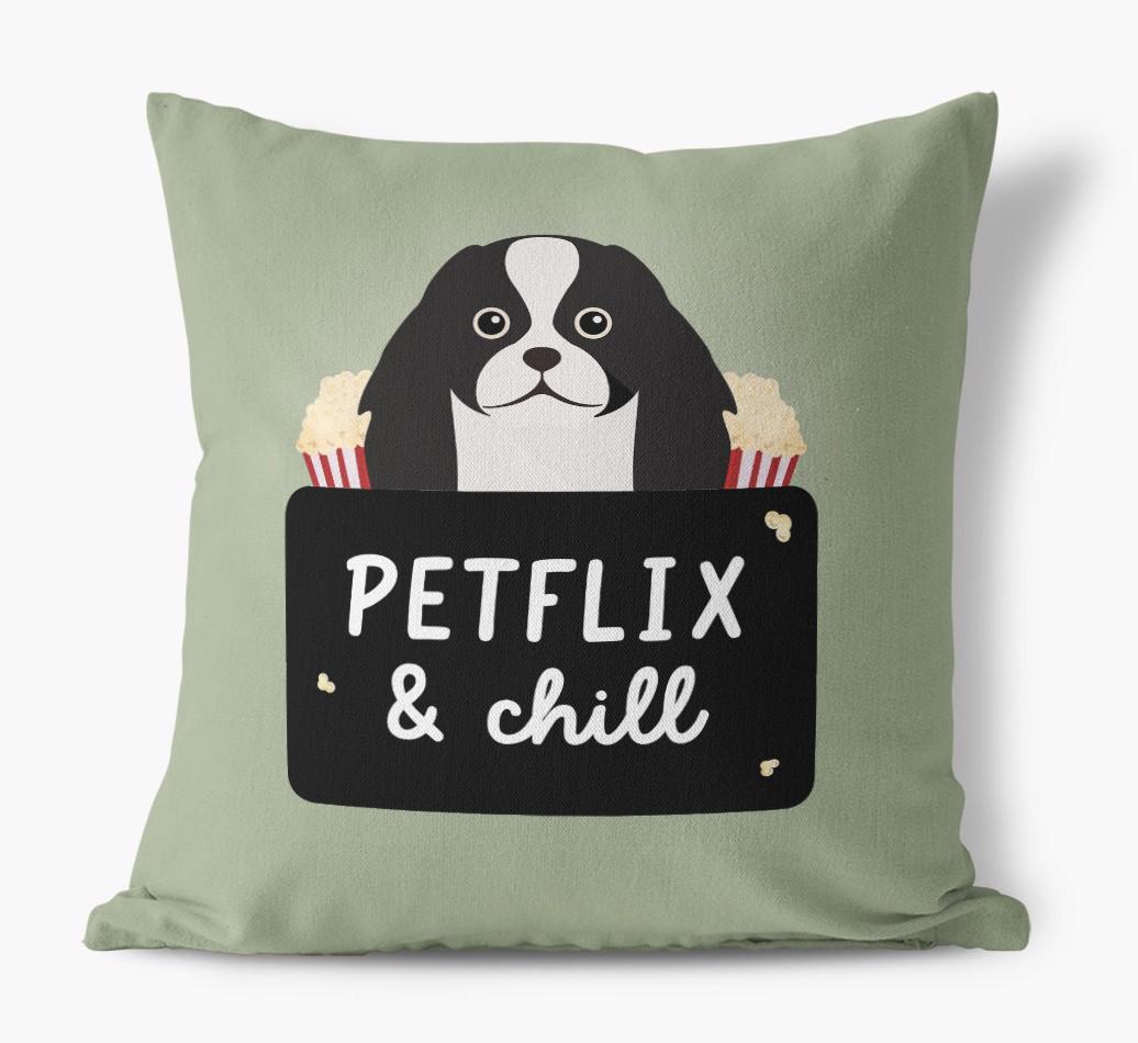 Petflix & Chill: Personalized {breedFullName} Canvas Pillow