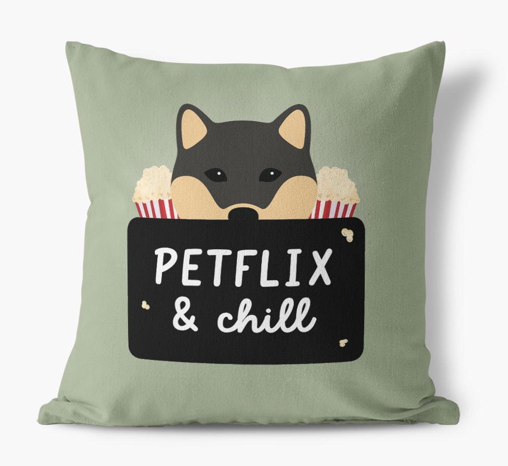 Petflix & Chill: Personalized {breedFullName} Canvas Pillow