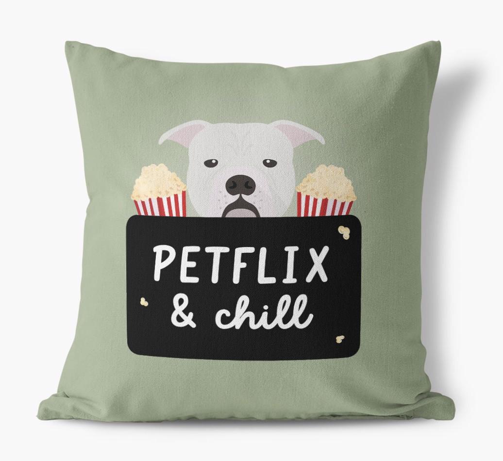 Petflix & Chill: Personalized {breedFullName} Canvas Pillow