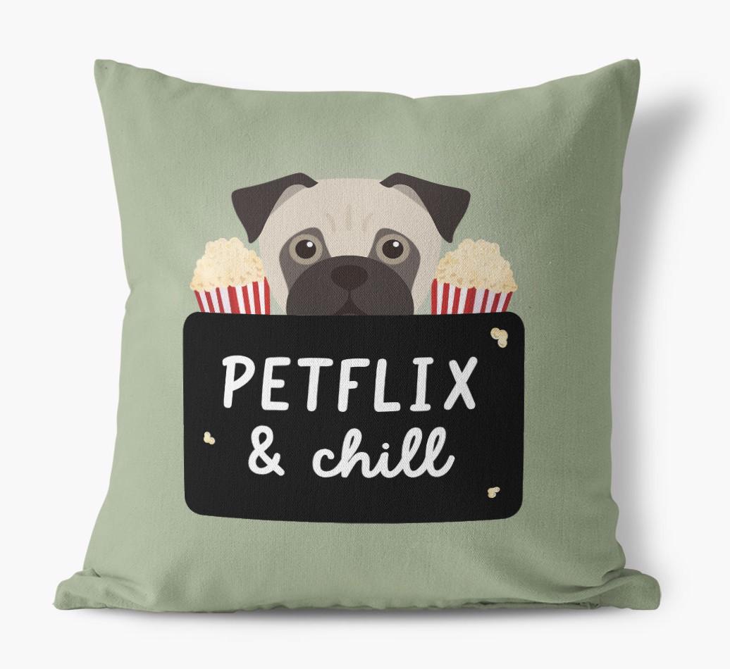 Petflix & Chill: Personalized {breedFullName} Canvas Pillow