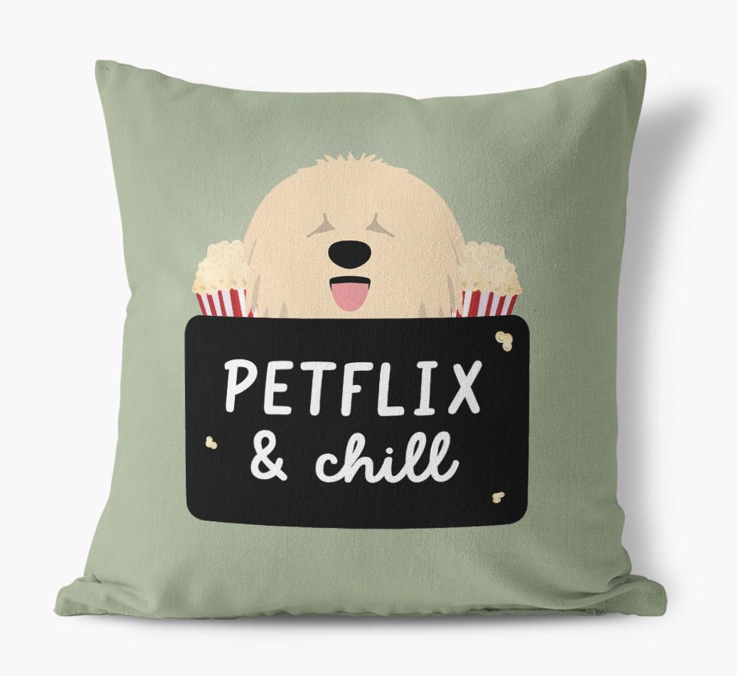 Petflix & Chill: Personalized {breedFullName} Canvas Pillow
