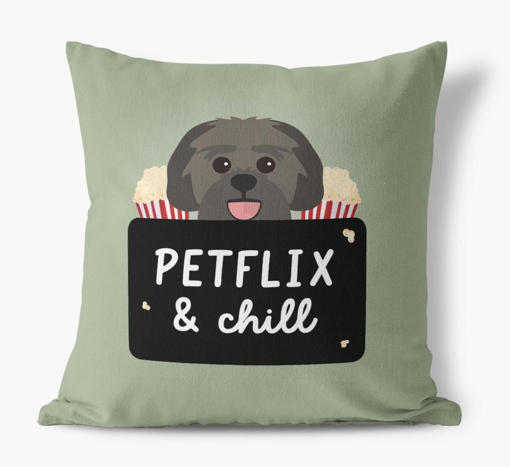 Petflix & Chill: Personalized {breedFullName} Canvas Pillow
