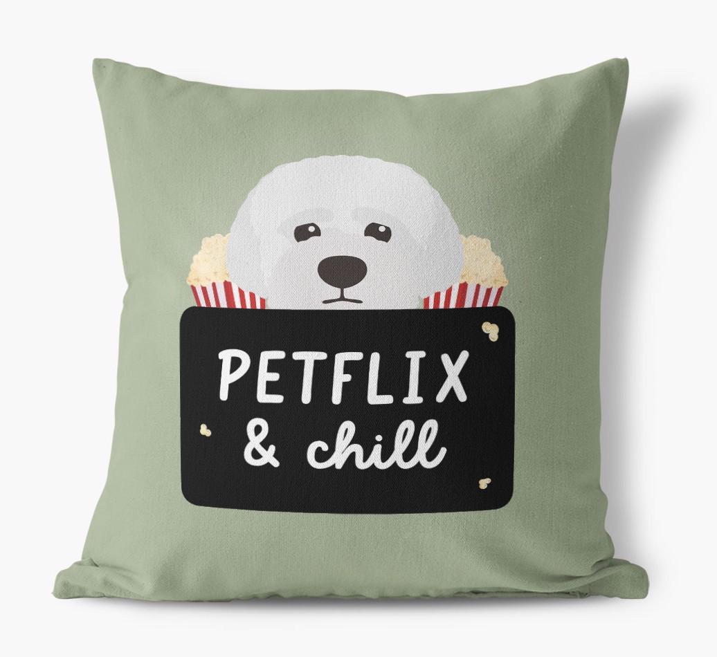 Petflix & Chill: Personalized {breedFullName} Canvas Pillow