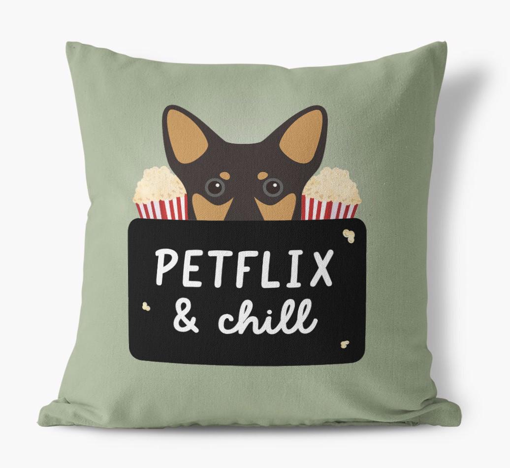 Petflix & Chill: Personalized {breedFullName} Canvas Pillow