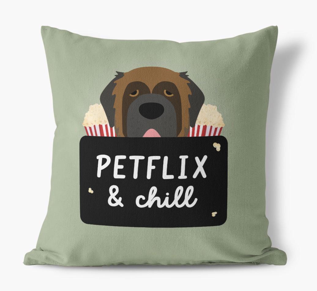 Petflix & Chill: Personalized {breedFullName} Canvas Pillow