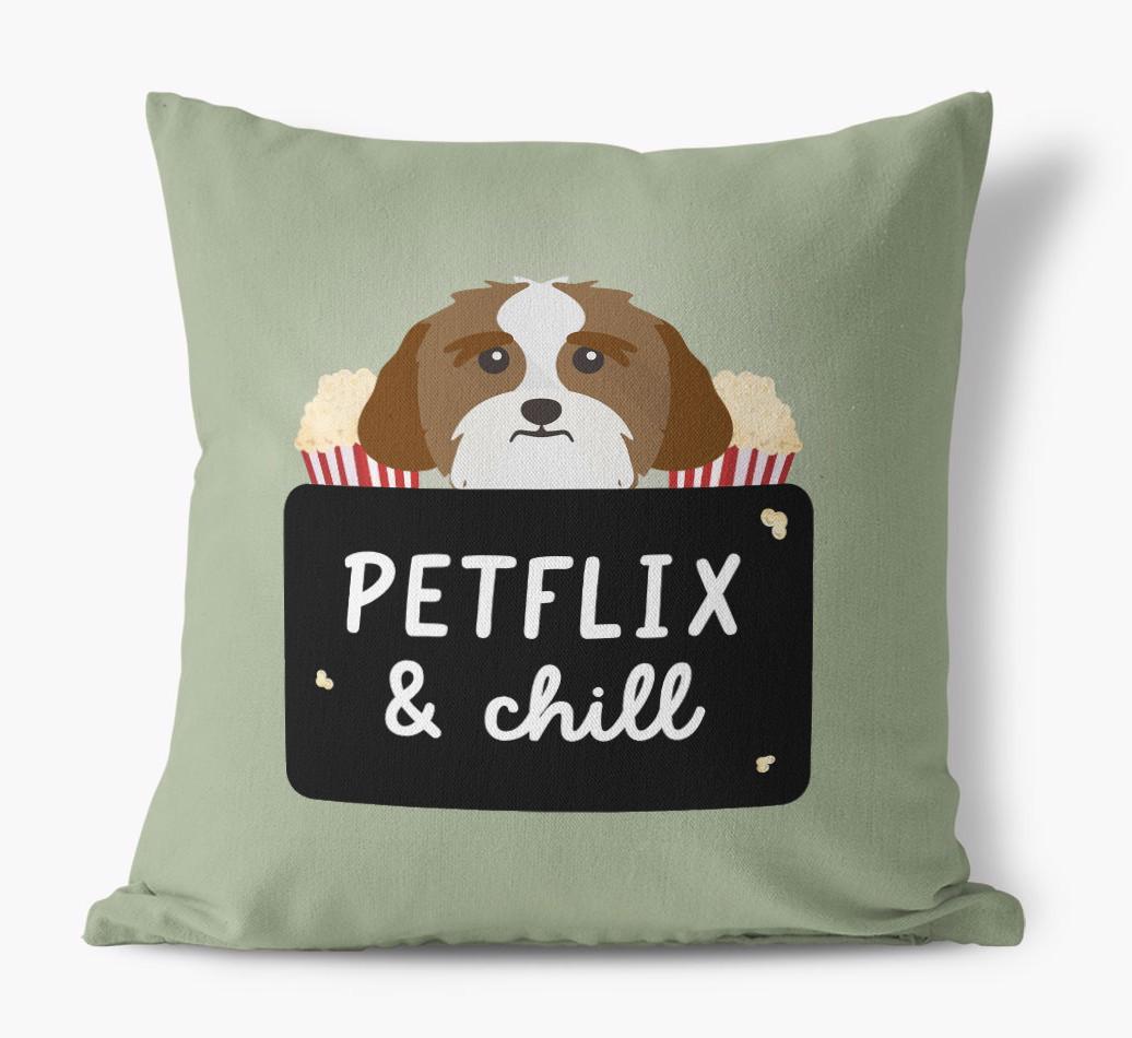 Petflix & Chill: Personalized {breedFullName} Canvas Pillow