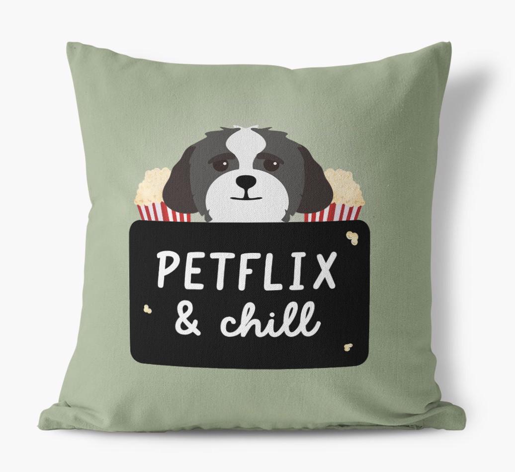 Petflix & Chill: Personalized {breedFullName} Canvas Pillow