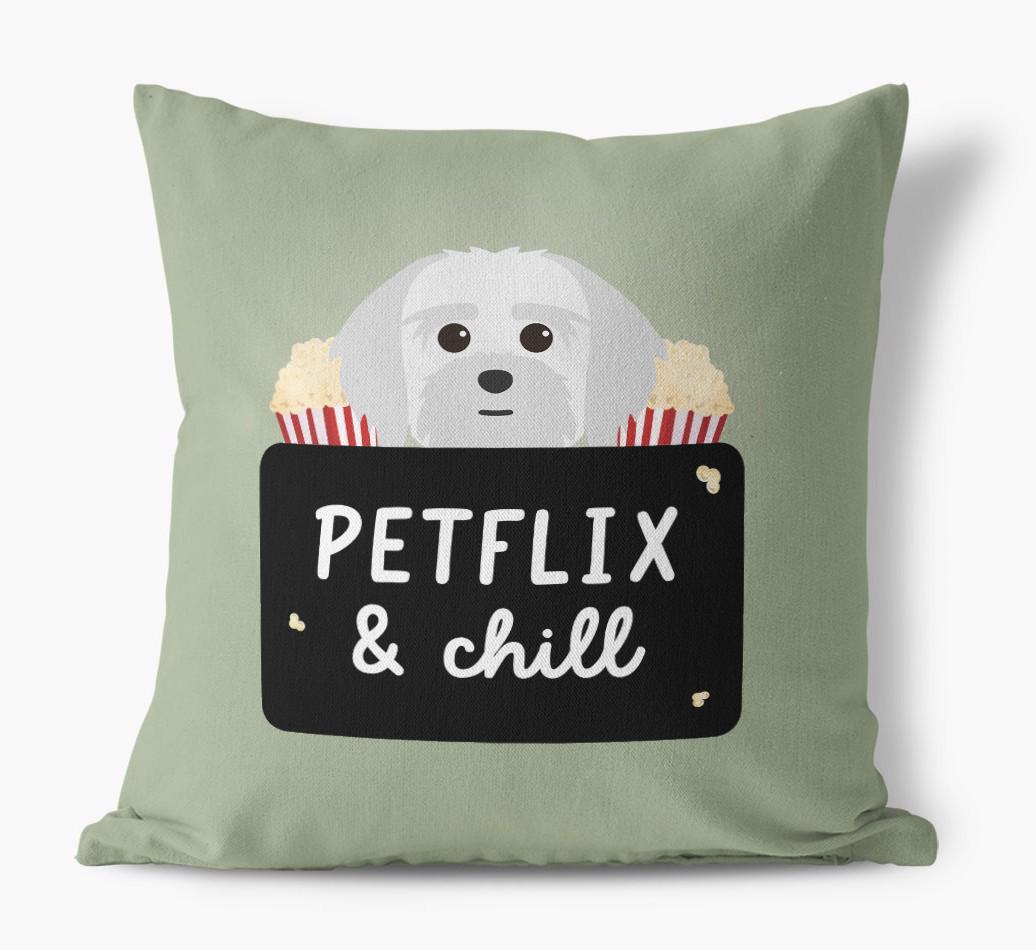 Petflix & Chill: Personalized {breedFullName} Canvas Pillow