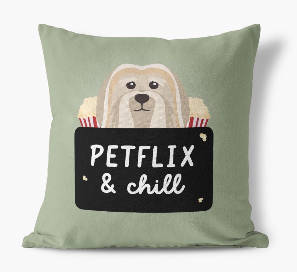 Petflix & Chill: Personalized {breedFullName} Canvas Pillow