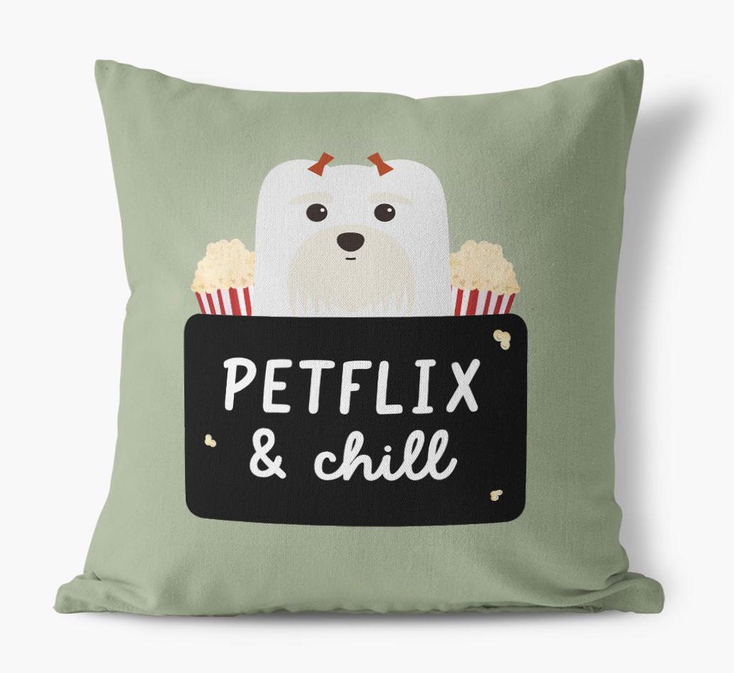 Petflix & Chill: Personalized {breedFullName} Canvas Pillow