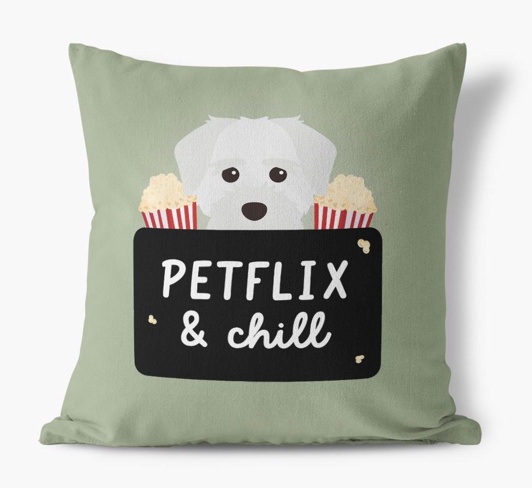 Petflix & Chill: Personalized {breedFullName} Canvas Pillow