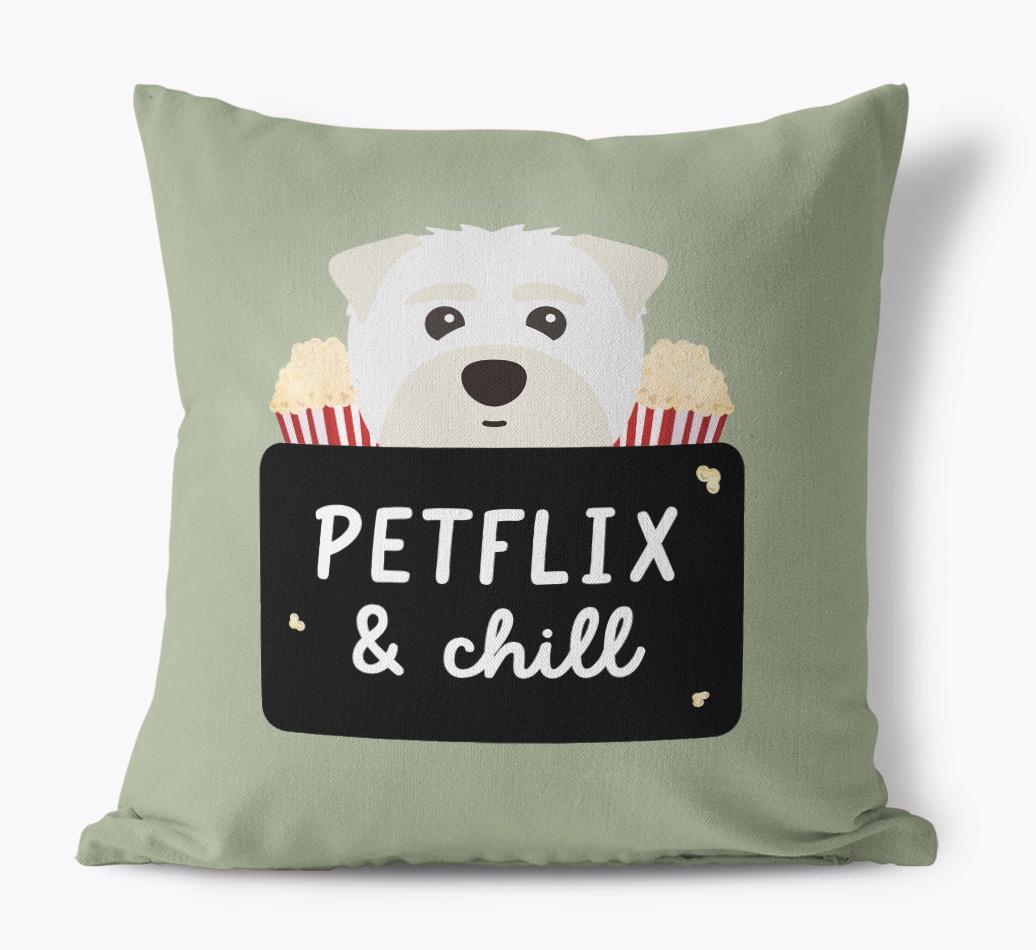 Petflix & Chill: Personalized {breedFullName} Canvas Pillow