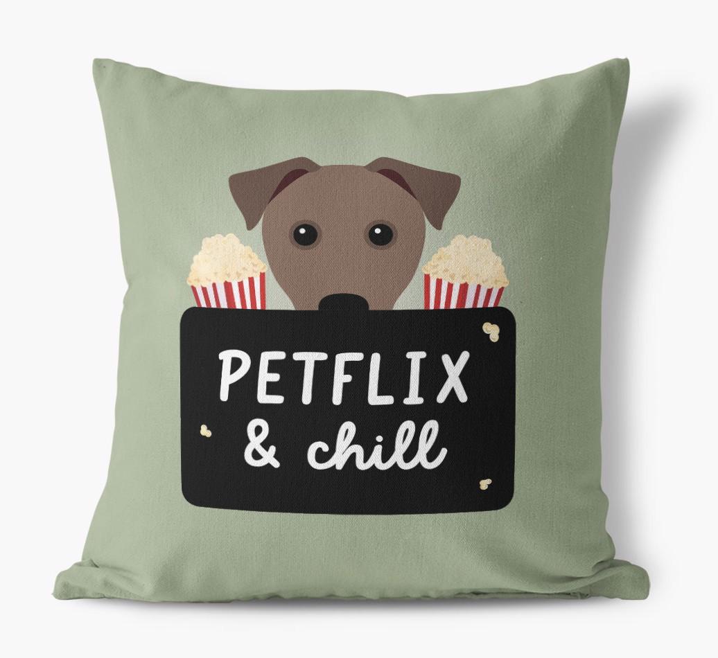 Petflix & Chill: Personalized {breedFullName} Canvas Pillow
