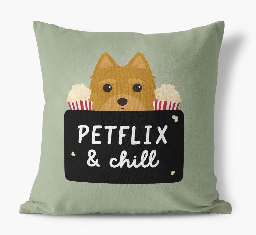 Petflix & Chill: Personalized {breedFullName} Canvas Pillow