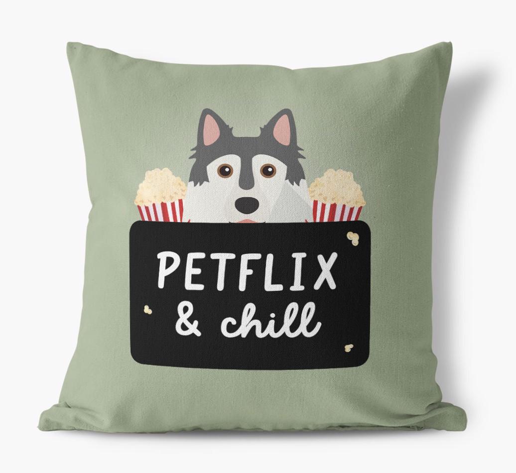 Petflix & Chill: Personalized {breedFullName} Canvas Pillow