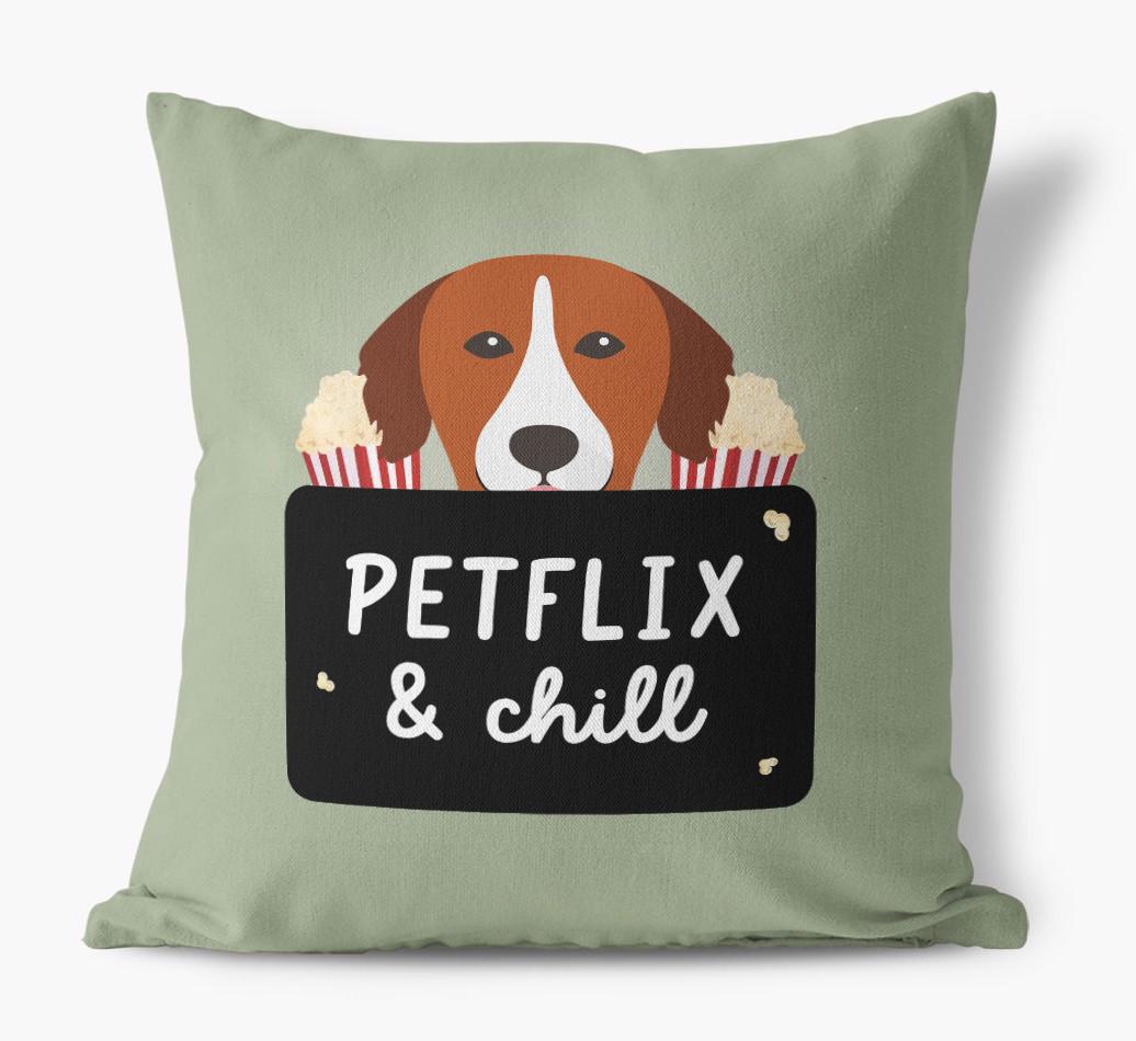 Petflix & Chill: Personalized {breedFullName} Canvas Pillow