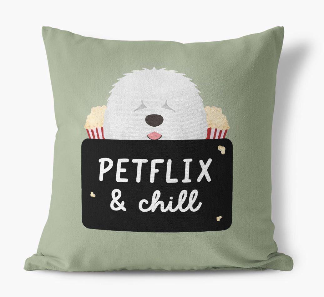 Petflix & Chill: Personalized {breedFullName} Canvas Pillow