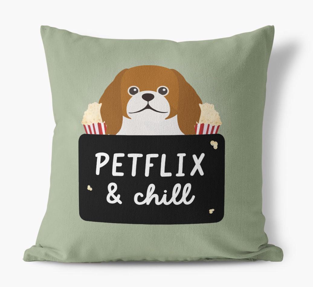 Petflix & Chill: Personalized {breedFullName} Canvas Pillow