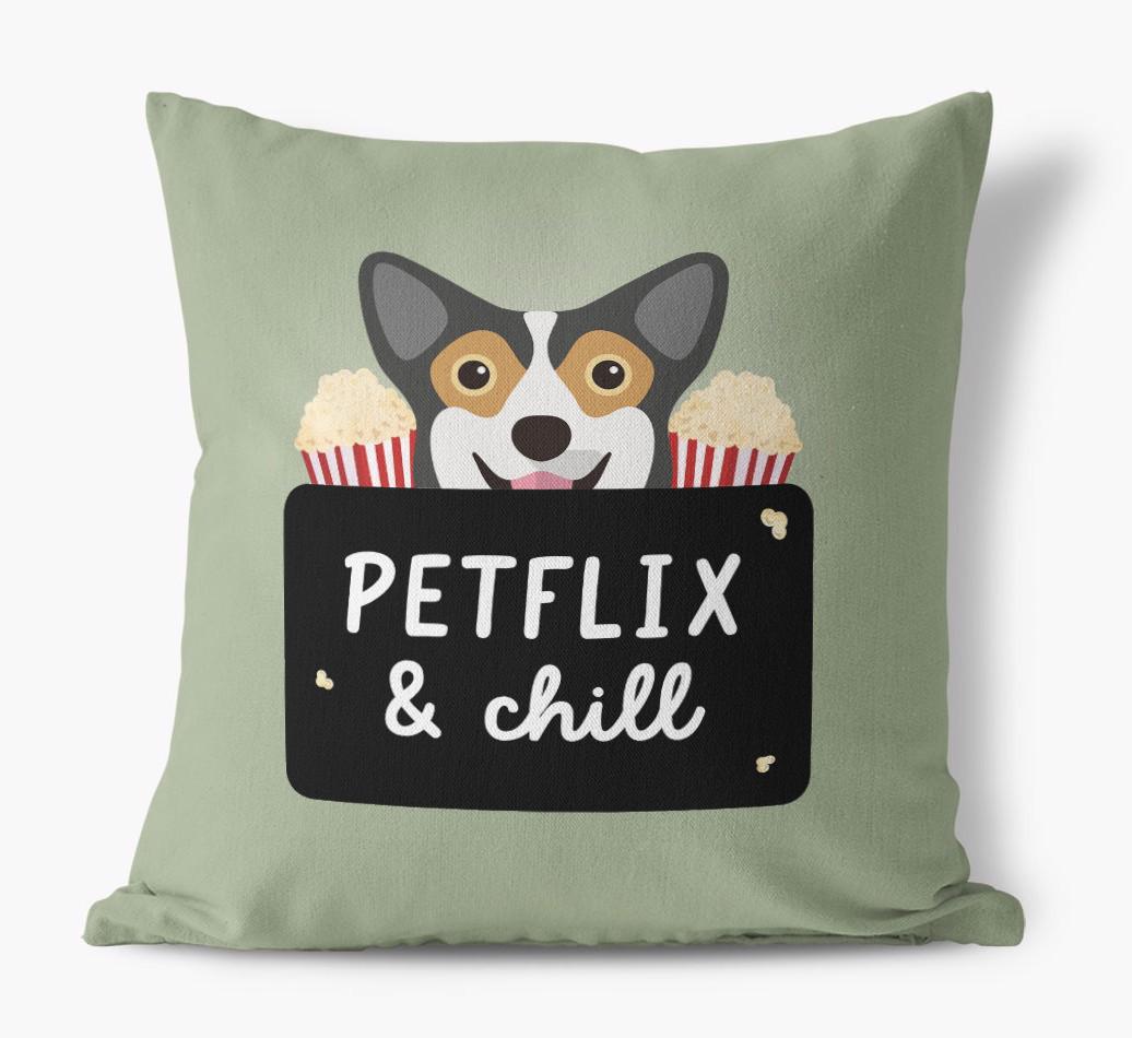 Petflix & Chill: Personalized {breedFullName} Canvas Pillow