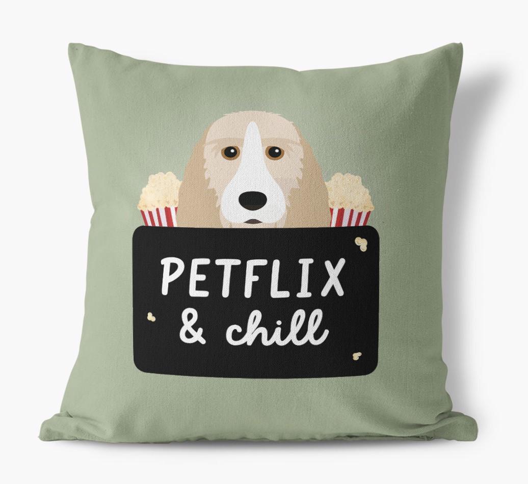 Petflix & Chill: Personalized {breedFullName} Canvas Pillow