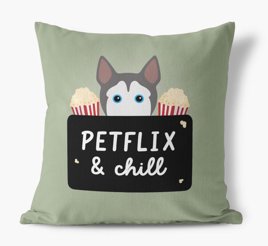 Petflix & Chill: Personalized {breedFullName} Canvas Pillow