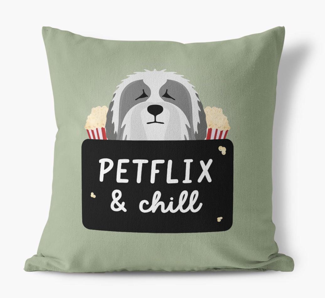 Petflix & Chill: Personalized {breedFullName} Canvas Pillow