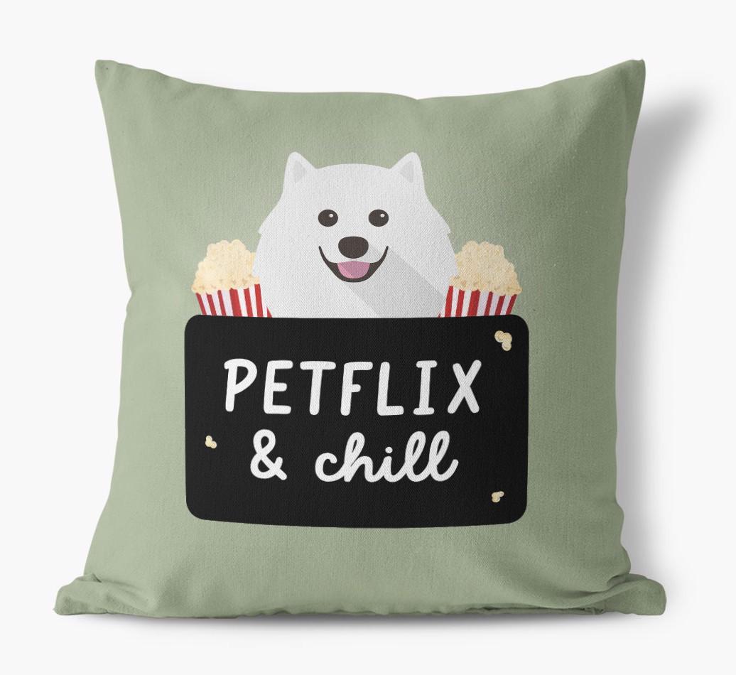 Petflix & Chill: Personalized {breedFullName} Canvas Pillow
