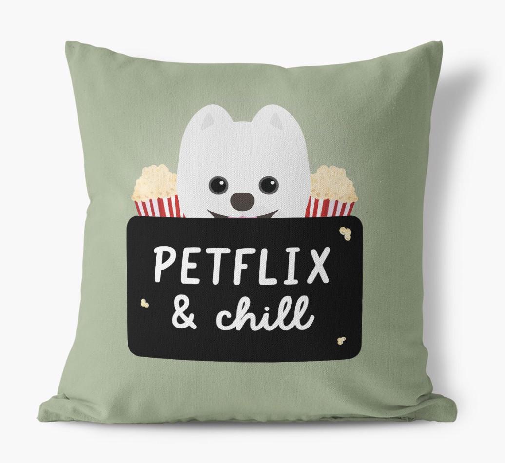 Petflix & Chill: Personalized {breedFullName} Canvas Pillow