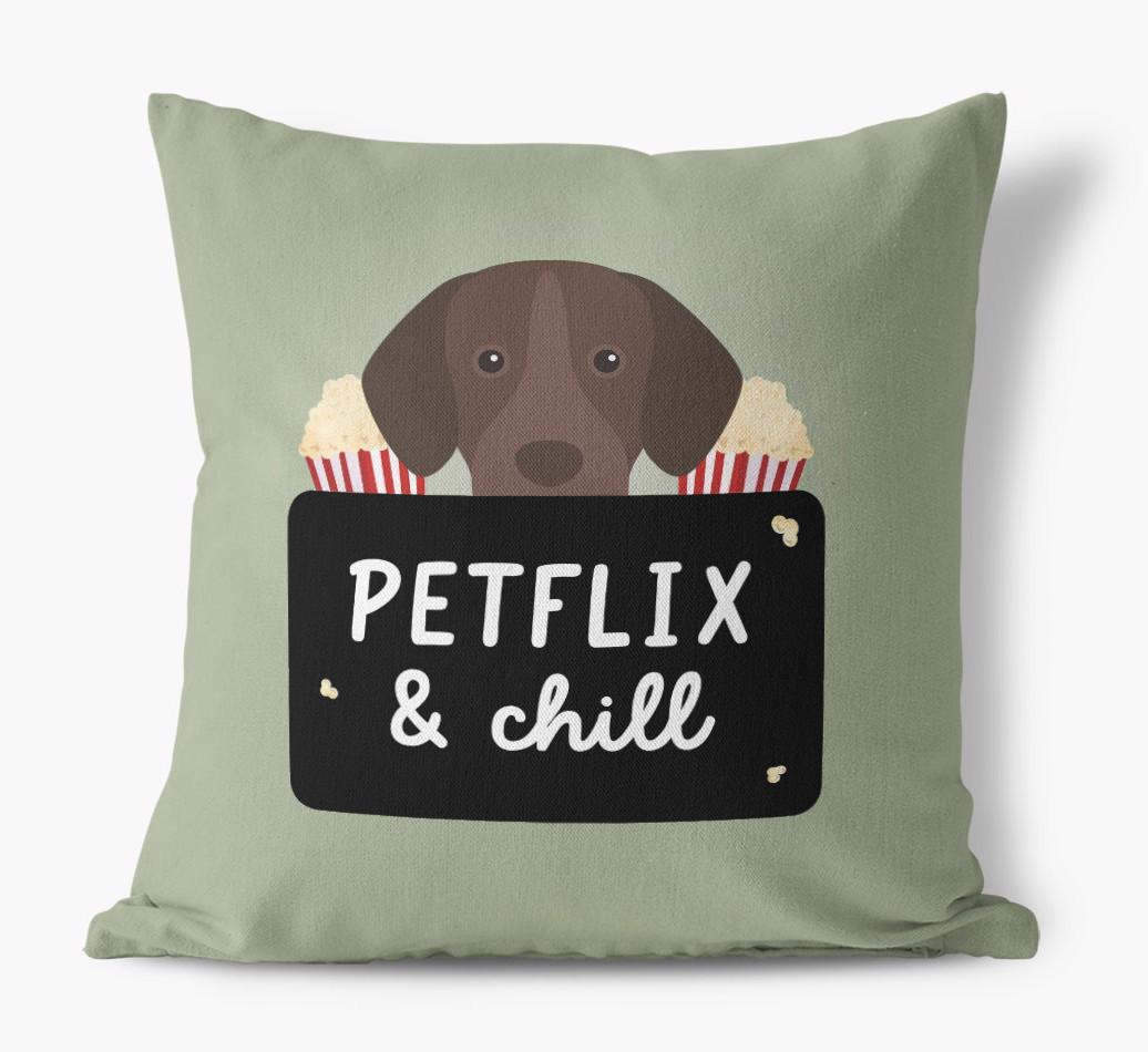 Petflix & Chill: Personalized {breedFullName} Canvas Pillow