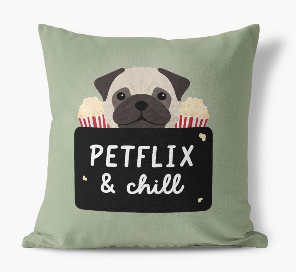 Petflix & Chill: Personalized {breedFullName} Canvas Pillow