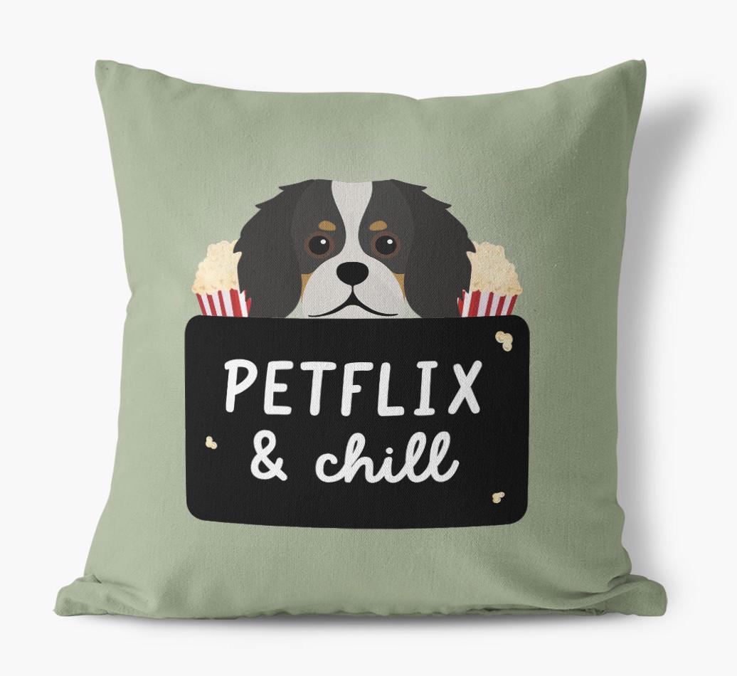 Petflix & Chill: Personalized {breedFullName} Canvas Pillow
