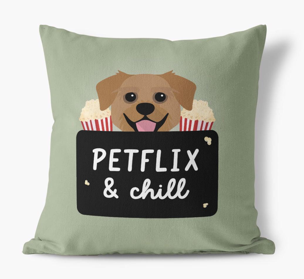 Petflix & Chill: Personalized {breedFullName} Canvas Pillow