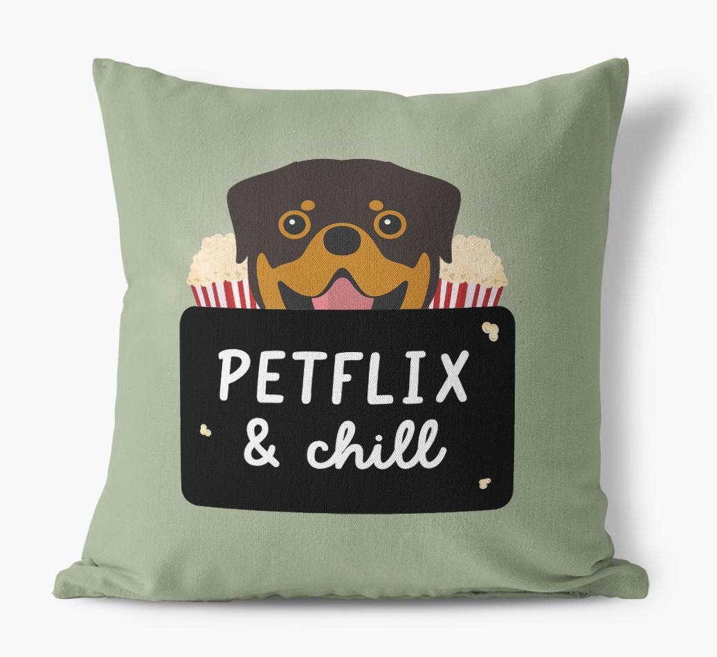 Petflix & Chill: Personalized {breedFullName} Canvas Pillow