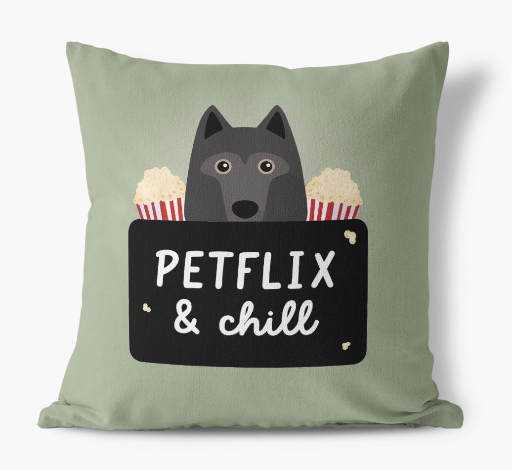 Petflix & Chill: Personalized {breedFullName} Canvas Pillow