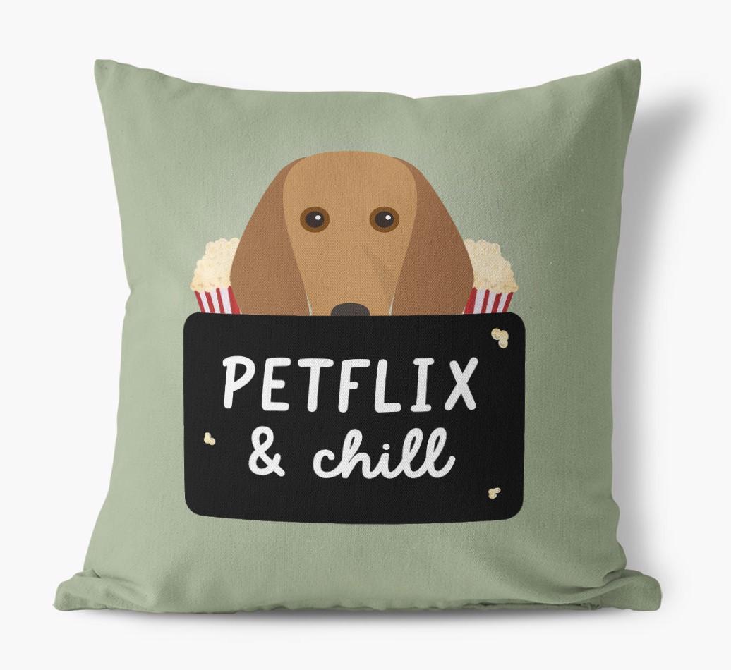 Petflix & Chill: Personalized {breedFullName} Canvas Pillow