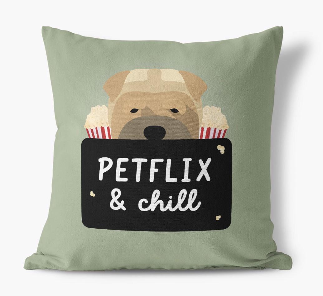 Petflix & Chill: Personalized {breedFullName} Canvas Pillow