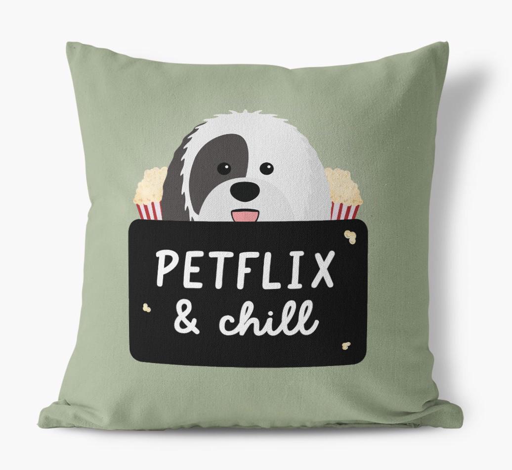 Petflix & Chill: Personalized {breedFullName} Canvas Pillow