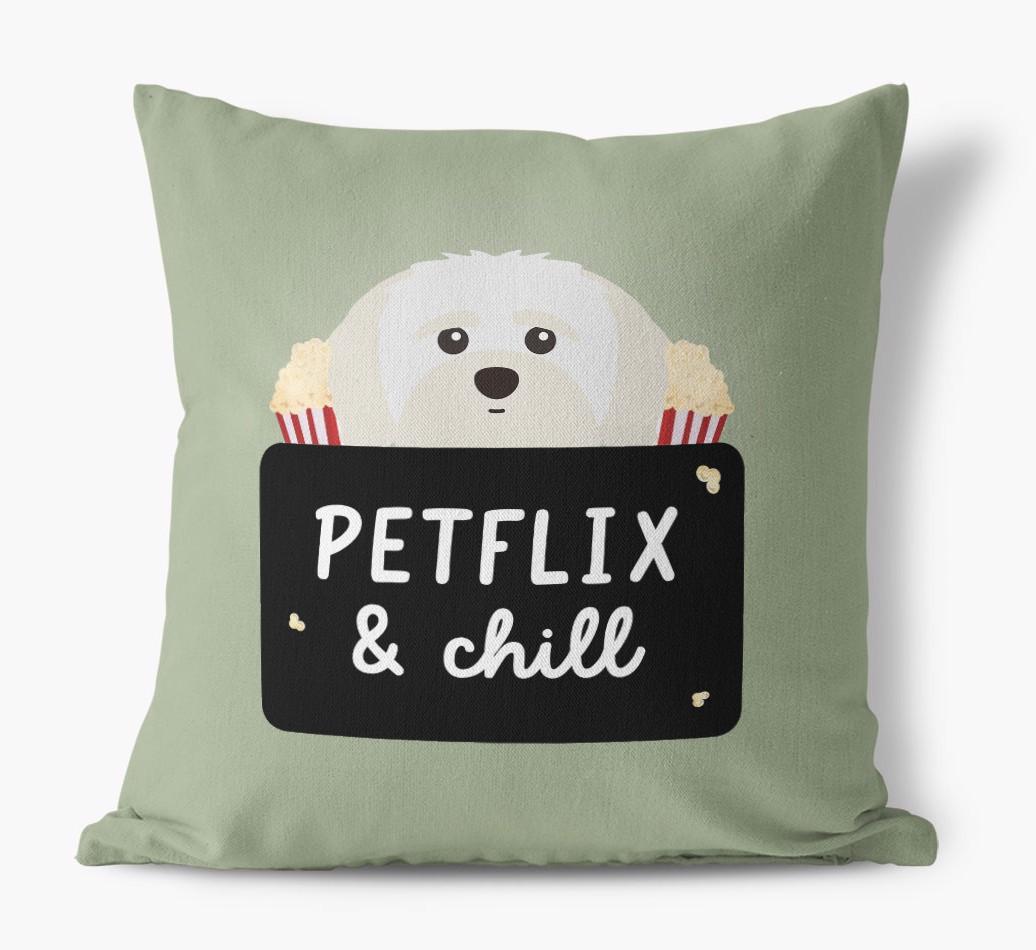 Petflix & Chill: Personalized {breedFullName} Canvas Pillow