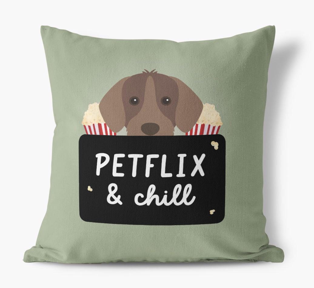 Petflix & Chill: Personalized {breedFullName} Canvas Pillow