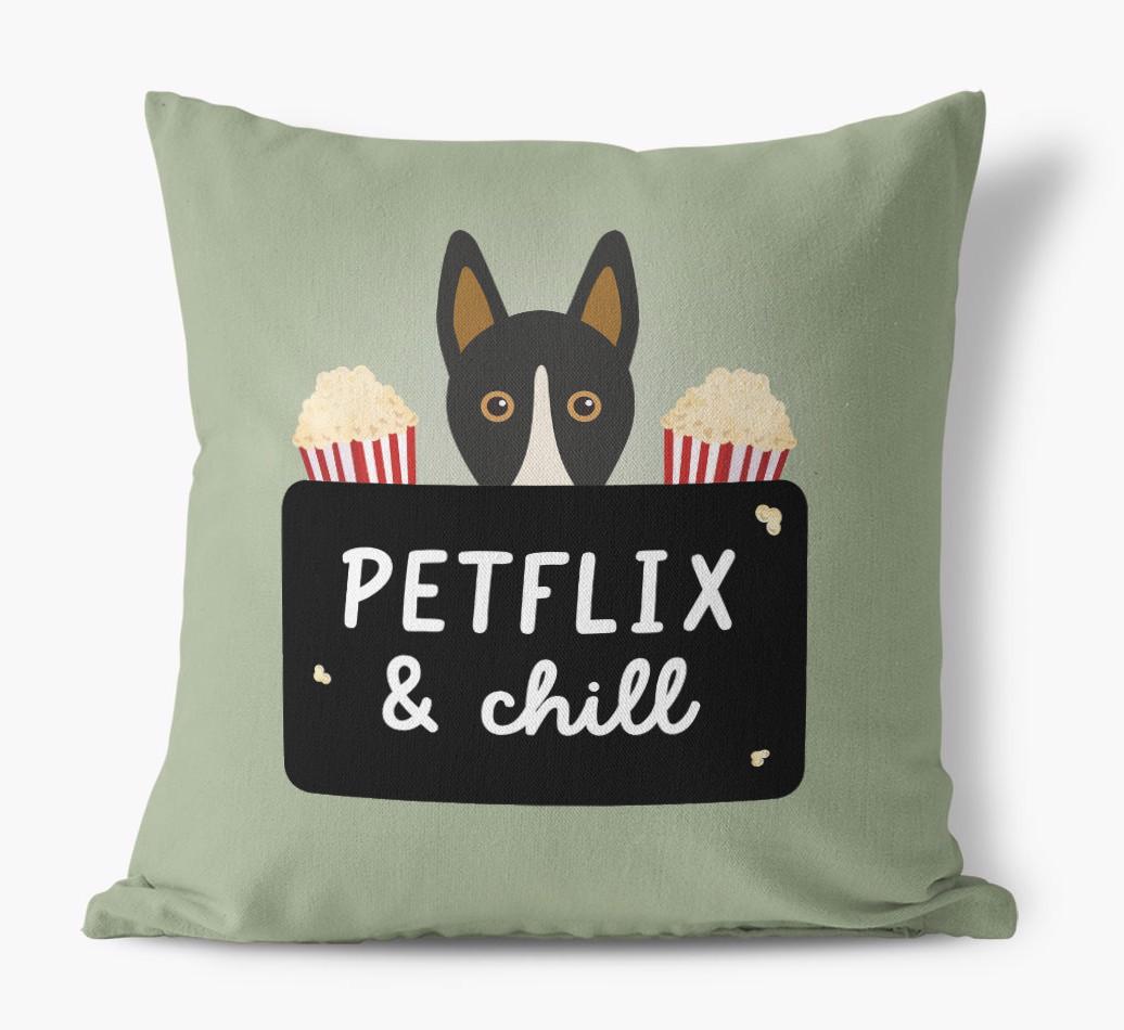 Petflix & Chill: Personalized {breedFullName} Canvas Pillow