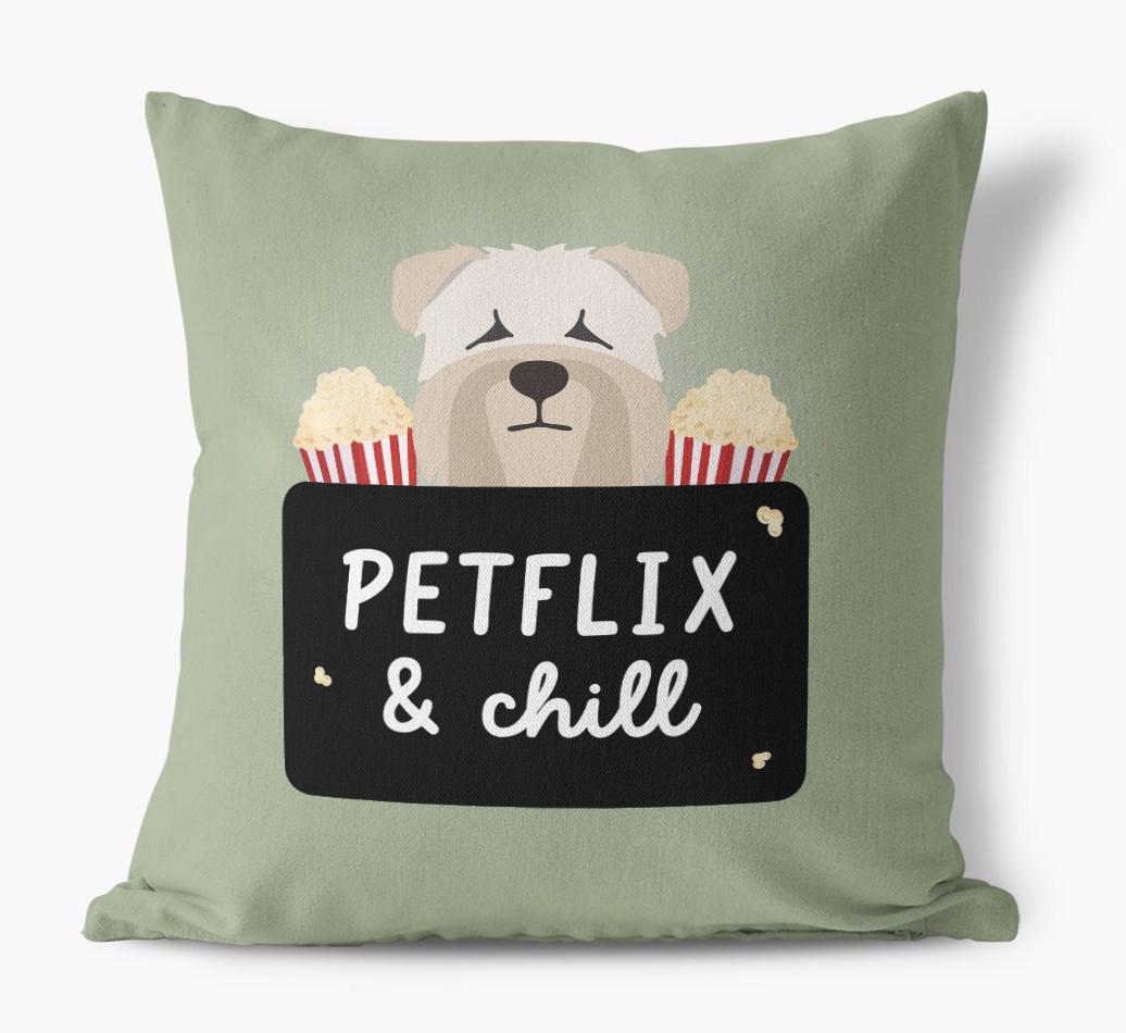Petflix & Chill: Personalized {breedFullName} Canvas Pillow