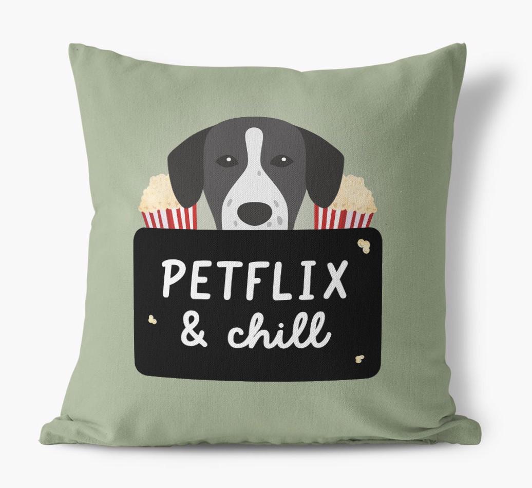 Petflix & Chill: Personalized {breedFullName} Canvas Pillow