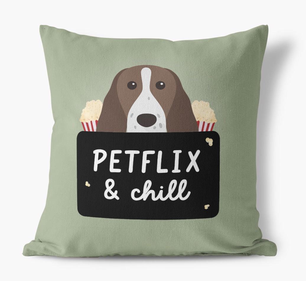 Petflix & Chill: Personalized {breedFullName} Canvas Pillow