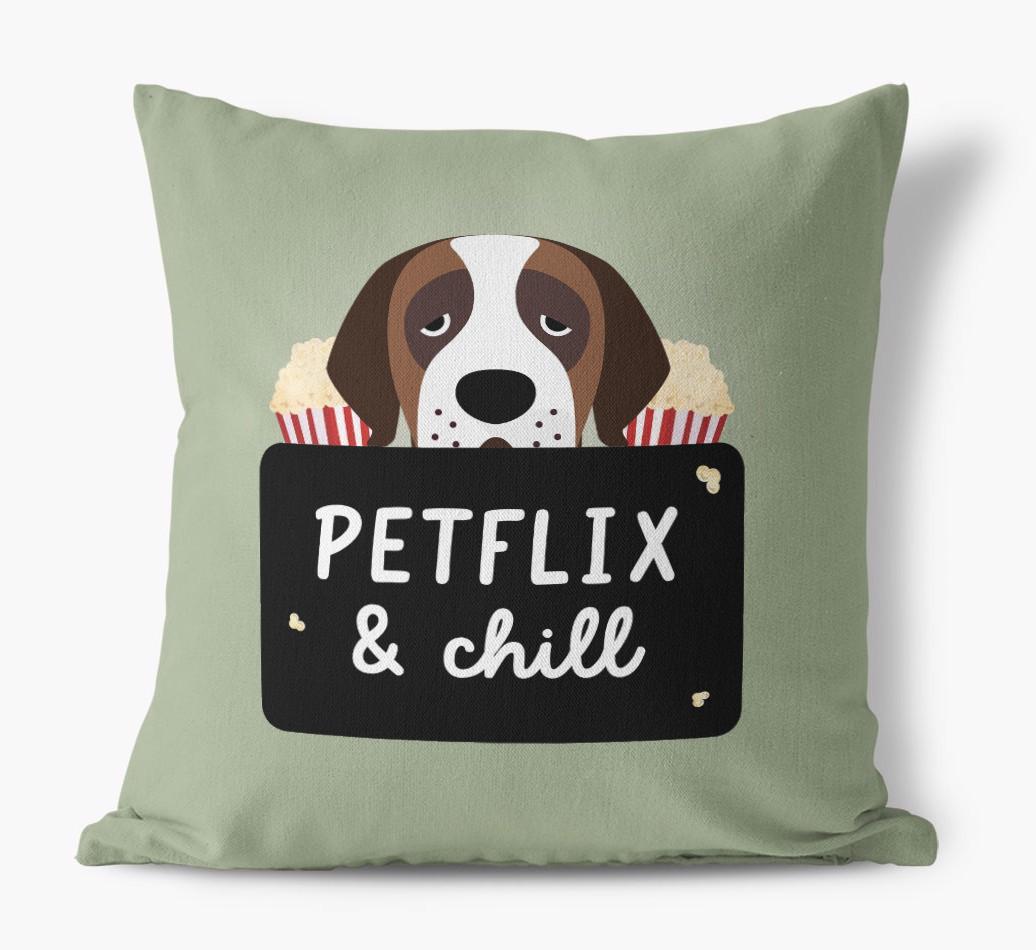 Petflix & Chill: Personalized {breedFullName} Canvas Pillow