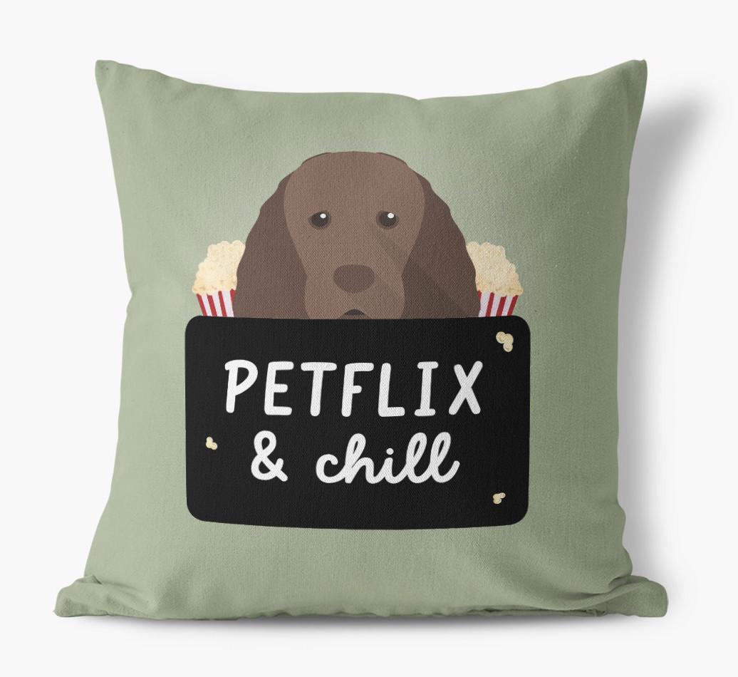 Petflix & Chill: Personalized {breedFullName} Canvas Pillow