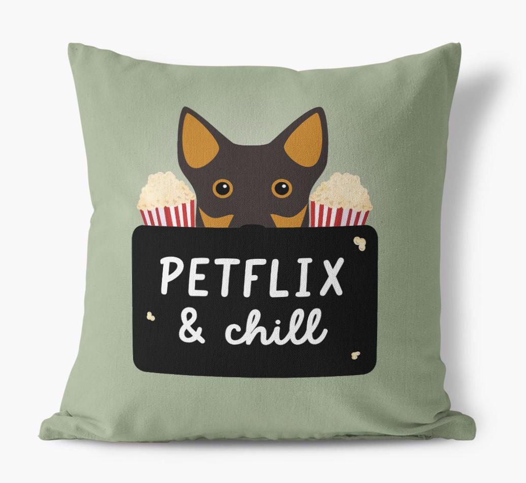 Petflix & Chill: Personalized {breedFullName} Canvas Pillow