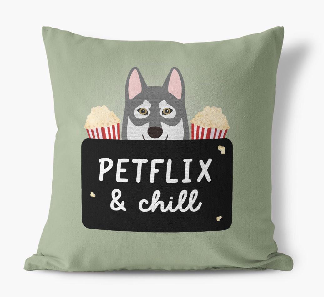Petflix & Chill: Personalized {breedFullName} Canvas Pillow