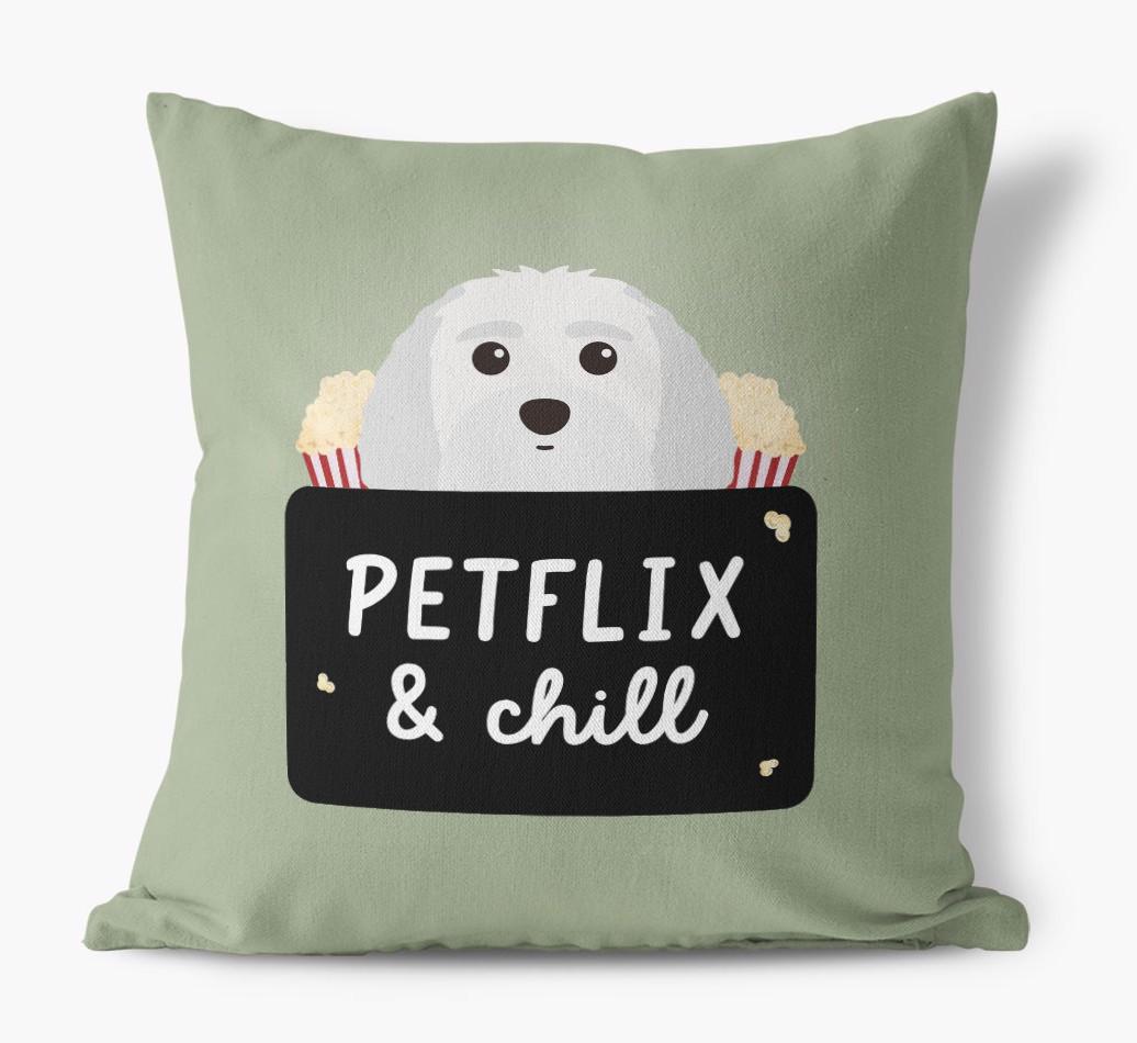 Petflix & Chill: Personalized {breedFullName} Canvas Pillow